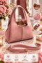 Women's Powder Pink Shoulder Bag – Soft Faux Leather, Zippered Compartment, Adjustable Strap, Casual Hand and Shoulder Bag - 7