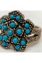 Bronze Women Ring Authentic Copper Jewelry Mini Turquoise Stone Prism Flower Adjustable Vintage - 2