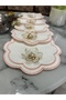 Double Row Embroidered Stain-Resistant Fabric Presentation Napkin with Lotus Flower Brooch, Cocktail Napkin, Coffee Napkin, Coaster 6 Pieces - 3