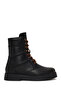 Women's Black Quebec Zippered Thick Soled Leather Boots 021Z100690