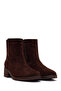 Women's Brown Zippered Thick Heeled Suede Leather Boots Wf220008Ds - 2