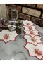 Star Shaped Colorful Embroidered Stain Resistant Fabric Presentation Napkin with Lotus Flower Brooch, Cocktail Napkin, Coffee Napkin, Coaster 6 Pieces - 2