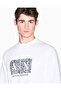 Men's Regular Fit Long Sleeve Cotton Logo Patterned White Sweatshirt - 3