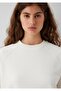 Women's Ecru Round Neck Basic Sweatshirt Pristine Sweatshirt - 6