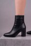 Black Women's Heeled Boots with Pointed Toe and 8cm Heel Height - 2