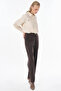 High Waist Pants with Stitching Detail Coffee - 3