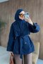 Styl Buttoned Half Trench Navy Blue