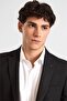 Black Slim Pointed Collar Plain Dobby Covered Pocket 8 Drop Classic Jacket - 2