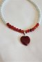 6 mm Agate, Glass Pearl Heart Natural Stone Choker Necklace - 2