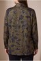 Collar Scarf Detailed Viscose Inside Satin Outside Large Size Patterned Shirt Khaki - 5