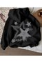Girl's Black Hooded Gray Back Star Printed Sweatshirt