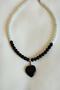 6 m Onyx Glass Pearl Natural Stone Heart Choker Necklace