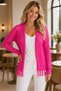 Women's Long Sleeve Open Front Diamond Patterned Tasseled Comfortable Oversize Stylish Daily Fuchsia Knitwear Cardigan - 5
