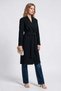 Women's Belted Notched Collar Midi Length Coat with Contrast Stitching Detail - 3