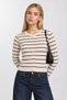 Seasonal Striped Knitwear Cardigan Lub0397 Cream Black - 3