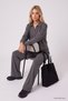 Dark Gray Polo Collar Comfortable Fit Wide Leg Women's Tracksuit Set - 95358 - 2