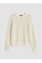 Nevavm Lcw Modest Ecru Oval Collar Openwork Women's Knitwear Sweater with a Difference - 5