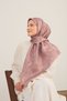 Twill Silk Oversized Scarf Green-Purple Vintage Floral Pattern Tok Duruşlu 110X110 - 4