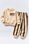 Boy's Great New Day Printed Sweatshirt and Striped Sweatpants 2-Piece Set Ak124 - 2