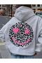 Girl's Gray Hooded Sweatshirt with Smiling Face Print on the Back and Front