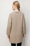 Women's Stand Collar Embroidered Shoulder Buttoned Wool Coat Dark Beige - 5
