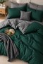 Double Elastic Sheet Duvet Cover Set Cotton Emerald-Grey