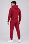 Men's Two-Thread Hooded Sweatshirt with Kangaroo Pocket Jogger Pants Bottom and Top Tracksuit Set - Burgundy - 2