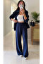 Noris Navy Blue Knit Detailed Knitwear Pants Set - 4