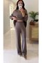 Kestra Brown Gathered Detailed Knitwear Set - 4
