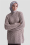 Hair Braid Patterned Sweater 25Kd6002 Ecru - Mink - 3