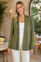 Women's Long Sleeve Open Front Openwork Knit Patterned Comfortable Fit Stylish Daily Khaki Knitwear Cardigan