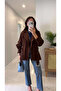 Golle Kahve Reklan Sleeve Suede Belted Jacket