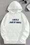 Unisex 3 Thread Cotton White Pairofwing Print Loose Fit Sweatshirt Hoodie - 2