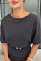 Anthracite Blouse with Belt Detail and Waist Tie - 2