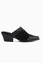 Annika Genuine Leather Black Embroidered Women's Slippers - 2