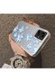 Samsung Galaxy A06 4G/5G Compatible Acrylic Hard Back Panel with Silicone Edges Blue Flower Print Phone Case - 4