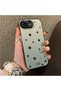 iPhone 16E Compatible Edge Striped Black Star Pattern Protective Case Acrylic Hard Back Silicone Edge - 2
