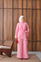 Women's Asymmetrical Cut Front Striped Suit with Scarf in Pink - 2