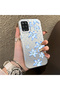 Samsung Galaxy A12/M12 Compatible Acrylic Hard Back Panel with Silicone Edges Blue Flower Printed Phone Case - 2