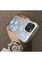 iPhone 16 Pro Compatible Acrylic Hard Back Panel Silicone Edged Blue Flower Printed Phone Case - 4