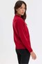 Women's Polo Collar Diamond Lace-Up Knitwear Sweater Red - 3