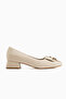 Jerry Genuine Leather Beige Short Heeled Women's Shoes - 2
