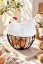 Decorative Chicken Figured Metal Egg Bowl with Ceramic Lid, Fruit Basket, Storage Container - 2