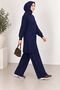 Women's Circular Neckline Tricot Suit with Striped Detail and 2-Piece Pants - 2