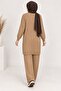 Women's Circular Neckline Tricot Suit with Striped Detail and 2-Piece Pants - 3