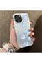 حافظة هاتف متوافقة مع iPhone 16 Pro Max مصنوعة من الأكريليك الصلب مع حافة من السيليكون وطباعة زهور زرقاء - 2