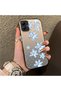 Samsung Galaxy A05 Compatible Acrylic Hard Back Panel Silicone Edged Blue Flower Printed Phone Case - 2