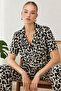 Women's Short Sleeve Comfort Leopard Pajama Set 4737 - 3