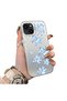 iPhone 14 Plus/15 Plus Compatible Acrylic Hard Back Panel Silicone Edged Blue Flower Printed Phone Case