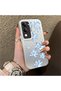 Vivo Y04 Compatible Acrylic Hard Back Panel with Silicone Edges Blue Flower Printed Phone Case - 2